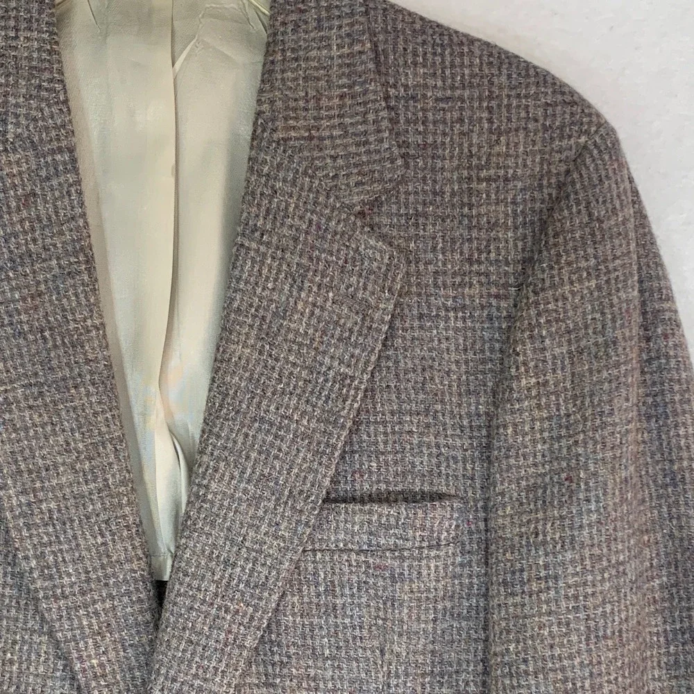 Harris Tweed Blazer Mens 40R Brown Tan Scottish Wool Sport Coat 2-Button Vintage